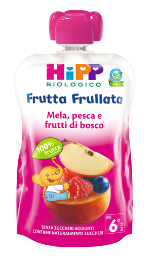 HIPP BIO FRUTTA FRULLATA MELA PESCA FRUTTI DI BOSCO 90 G - UniversoFarmacie.it