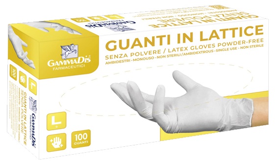 GUANTI LATTICE CON POLVERE MEDIUM 100 PEZZI GAMMADIS - UniversoFarmacie.it