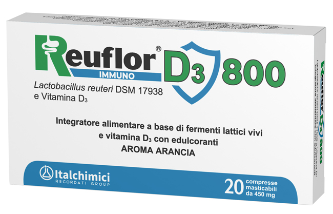 REUFLOR D3 800 20 COMPRESSE MASTICABILI AROMA ARANCIA - UniversoFarmacie.it