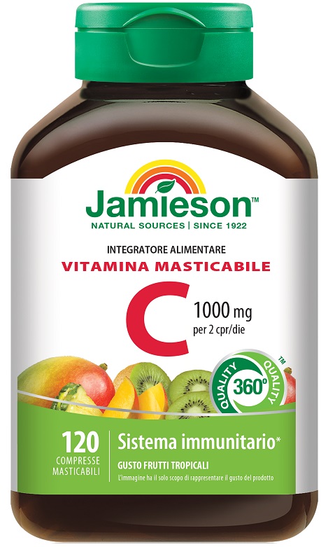 JAMIESON VITAMINA C 1000 120 COMPRESSE MASTICABILI FRUTTI TROPICALI - UniversoFarmacie.it