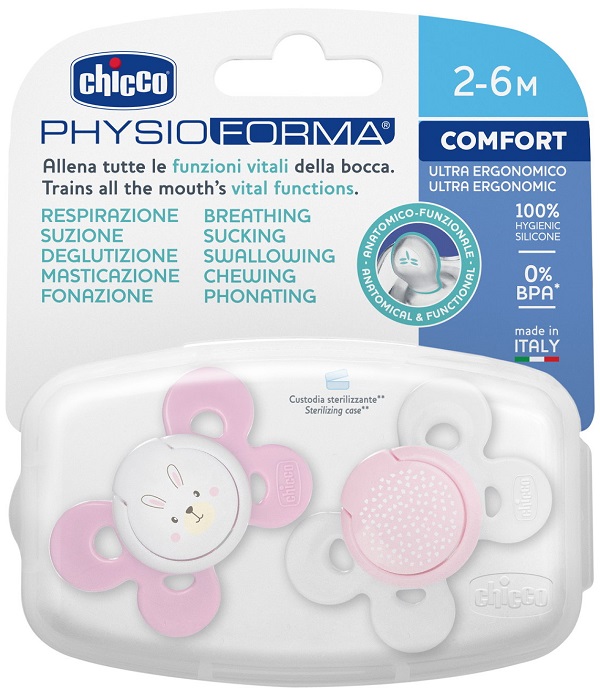 CHICCO SUCCHIETTO COMFORT GIRL SILICONE 2-6 MESI 2 PEZZI - UniversoFarmacie.it
