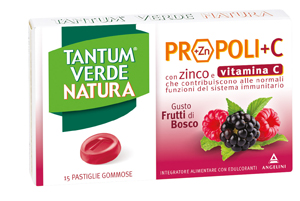 TANTUM VERDE NATURA PROPOLI+C CON ZINCO E VITAMINA C 15 PASTIGLIE GOMMOSE GUSTO FRUTTI DI BOSCO - UniversoFarmacie.it