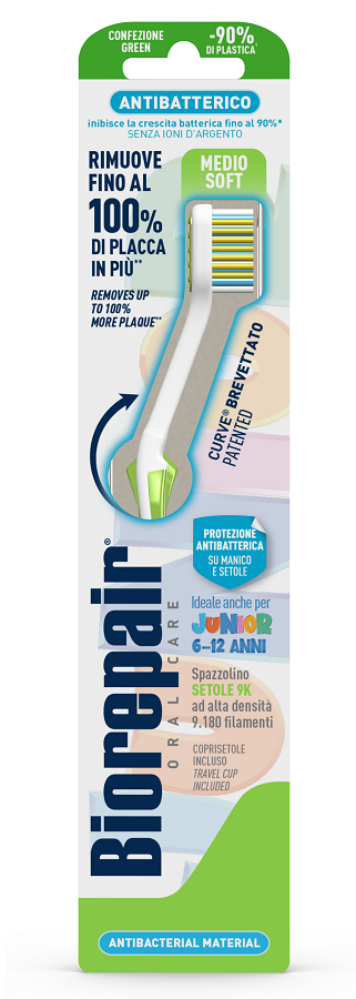 BIOREPAIR ORAL CARE SPAZZOLINO ANTIBATTERICO JUNIOR 6-12 ANNI PIU' COMFORT SETOLE MEDIO SOFT - UniversoFarmacie.it