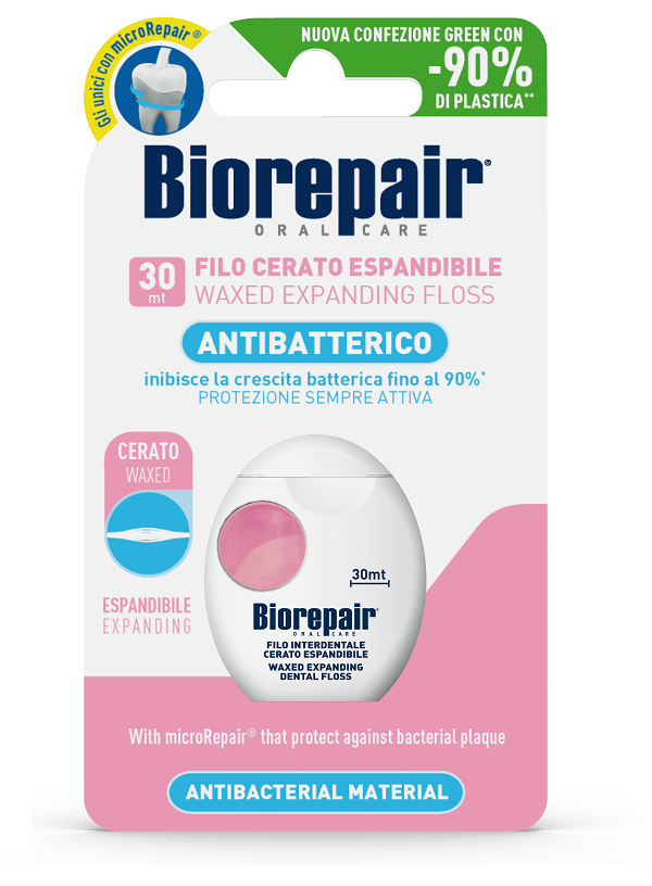 BIOREPAIR ORAL CARE ANTIBATTERICO FILO CERATO ESPANDIBILE GENGIVE DELICATE 25+5 METRI - UniversoFarmacie.it