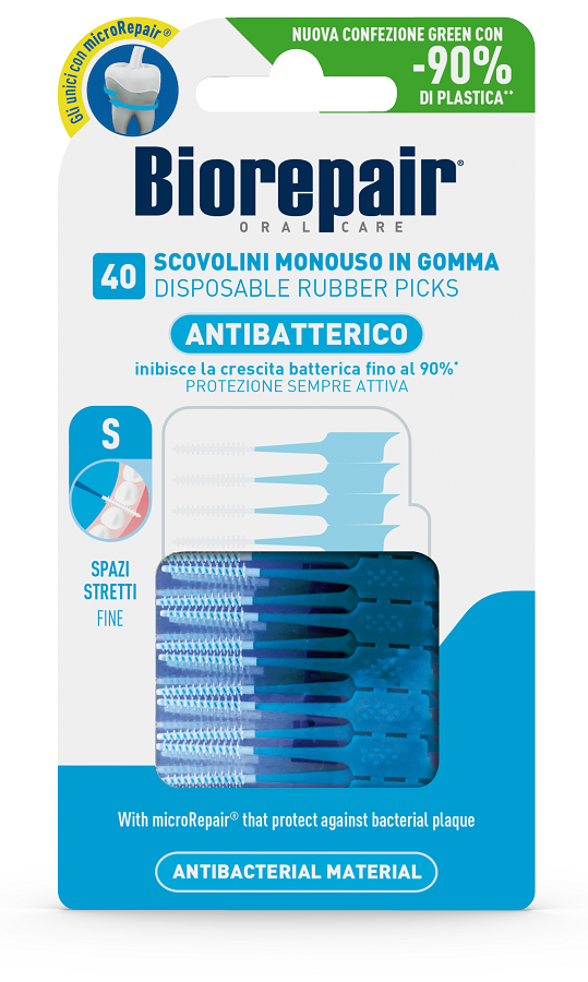 BIOREPAIR ORAL CARE ANTIBATTERICO SCOVOLINI MONOUSO IN GOMMA SPAZI STRETTI 40 PEZZI - UniversoFarmacie.it