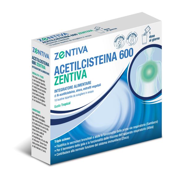 ACETILCISTEINA 600 ZENTIVA 10 BUSTINE BIPARTITE GUSTO TROPICAL - UniversoFarmacie.it