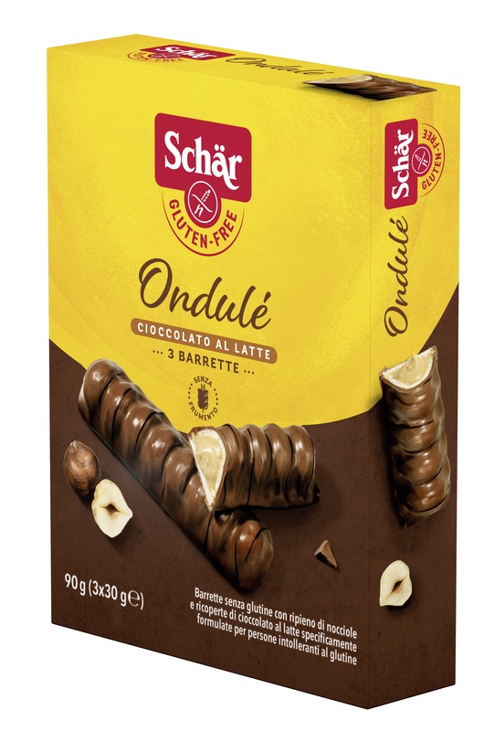 SCHAR ONDULE' BARRETTE CON RIPIENO DI NOCCIOLE RICOPERTE DI CIOCCOLATO AL LATTE 3 PORZIONI DA 30 G - UniversoFarmacie.it