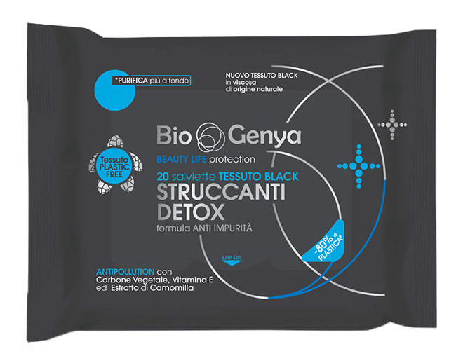 BIOGENYA BEAUTY LIFE PROTECTION 20 SALVIETTE TESSUTO BLACK STRUCCANTI DETOX - UniversoFarmacie.it