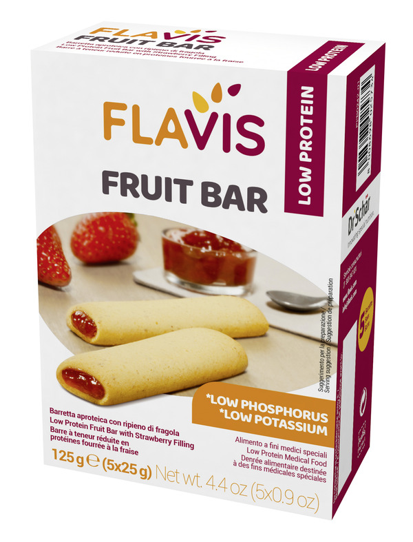 FLAVIS FRUIT BAR BARRETTA APROTEICA CON RIPIENO DI FRAGOLA 5 PEZZI DA 25 G - UniversoFarmacie.it