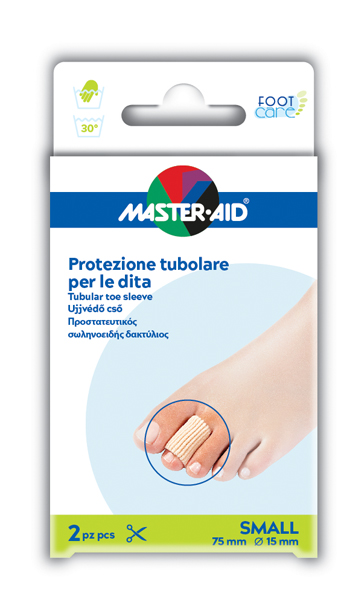 PROTEZIONE TUBOLARE IN GEL MASTER-AID FOOTCARE ELASTICIZZATO SMALL 7,5 CM 15 MM 2 PEZZI C4 - UniversoFarmacie.it
