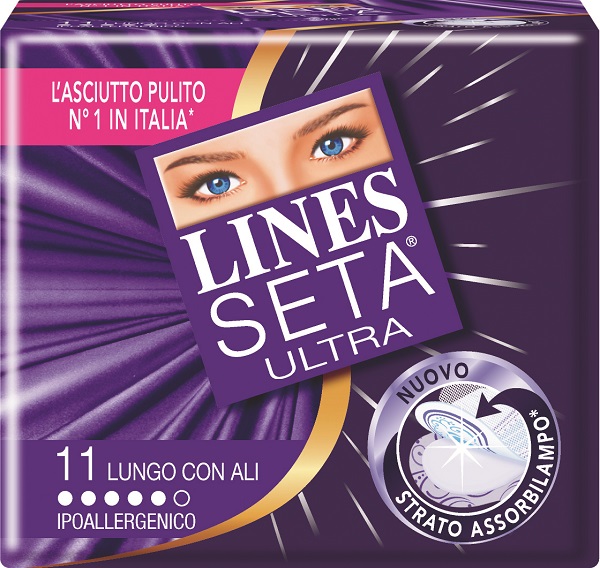ASSORBENTE LINES SETA ULTRA LUNGO CON ALI 11 PEZZI - UniversoFarmacie.it