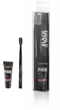 CURAPROX BLACK IS WHITE DENTIFRICI SBIANCANTI 1 DENTIFRICIO DA 10ML + 1 SPAZZOLINO - UniversoFarmacie.it