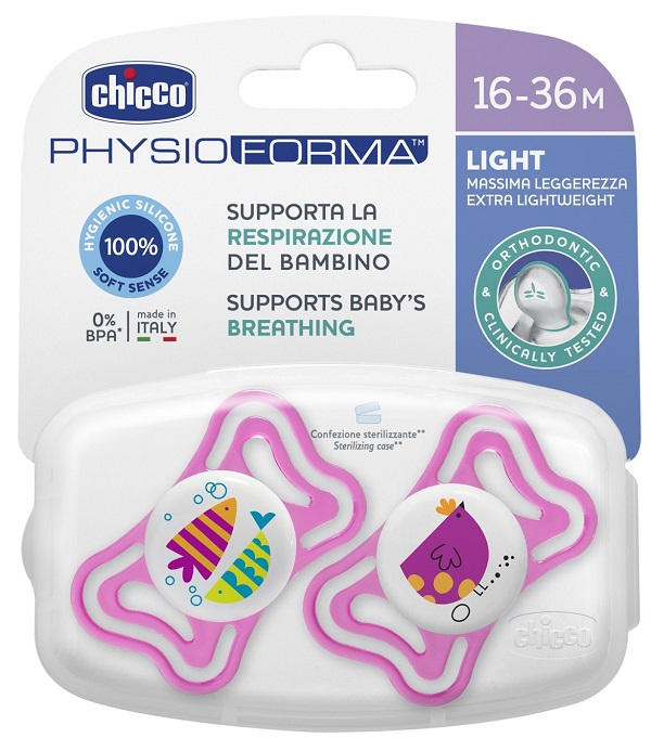CHICCO SUCCHIETTO LIGHT GIRL SILICONE 16-36 MESI 2 PEZZI - UniversoFarmacie.it