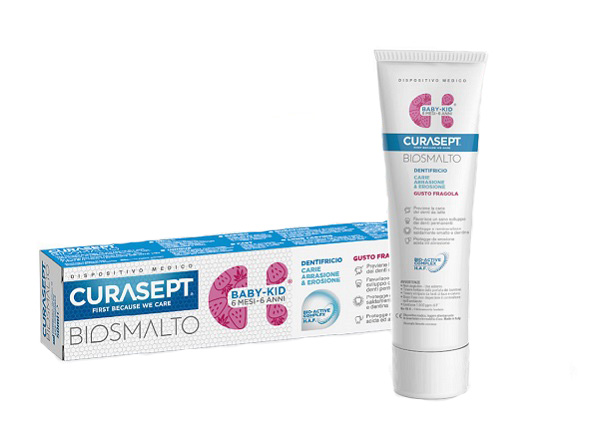 CURASEPT BIOSMALTO DENTIFRICIO BABY KID FRAGOLA CARIE ABRASIONE & EROSIONE 50 ML - UniversoFarmacie.it