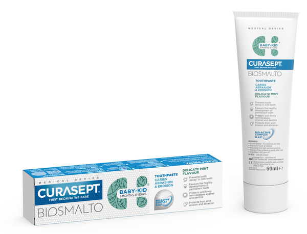 CURASEPT BIOSMALTO DENTIFRICIO BABY KID MENTA CARIE ABRASIONE & EROSIONE 50 ML - UniversoFarmacie.it