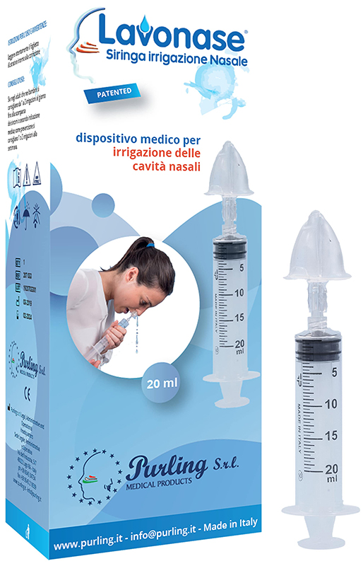LAVONASE IRRIGAZIONE NASALE NON STERILE SIRINGA 20 ML + LUER-LOCK CON CAPPUCCIO + UGELLO NASALE CON RACCORDO LUER-LOCK + PERFORATORE CON VALVOLA NON RITORNO CON TAPPO - UniversoFarmacie.it