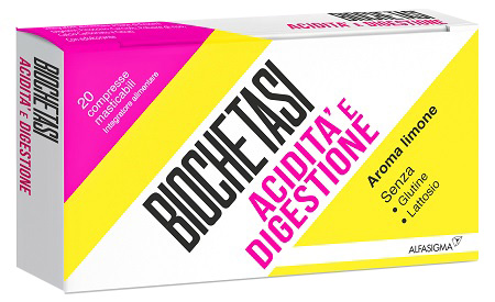 BIOCHETASI ACIDITA' E DIGESTIONE 20 COMPRESSE MASTICABILI AROMA LIMONE - UniversoFarmacie.it