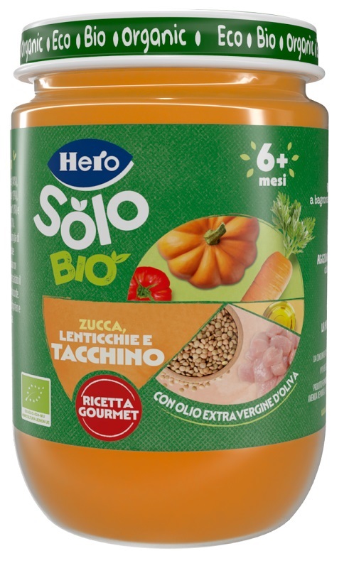 HERO SOLO OMOGENEIZZATO ZUCCHINE LENTICCHIE TACCHINO 100% BIO 190G - UniversoFarmacie.it