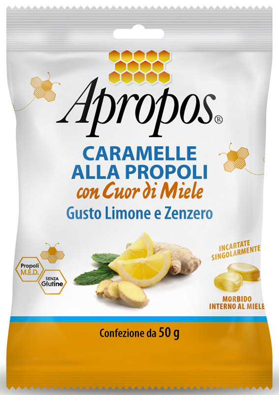 APROPOS CARAMELLE DURE LIMONE/ZENZERO CUOR DI MIELE 50 G - UniversoFarmacie.it