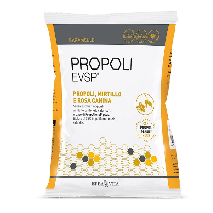 PROPOLI EVSP CARAMELLE PROPOLI MIRTILLO ROSA CANINA 65 G - UniversoFarmacie.it
