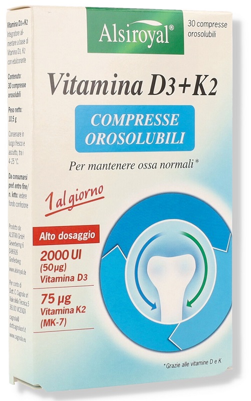 ALSIROYAL VITAMINA D3+K2 30 COMPRESSE OROSOLUBILI - UniversoFarmacie.it