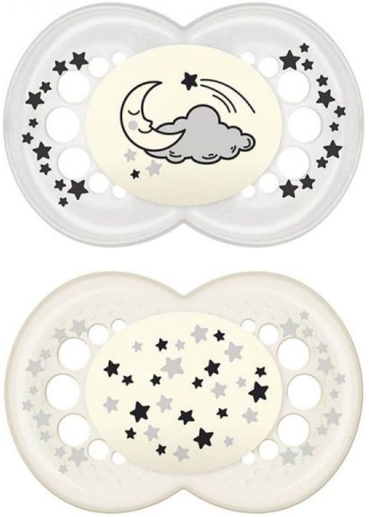 MAM SUCCHIETTO ORIGINAL NIGHT 6+ MESI SILICONE NEUTRO 2 PEZZI - UniversoFarmacie.it