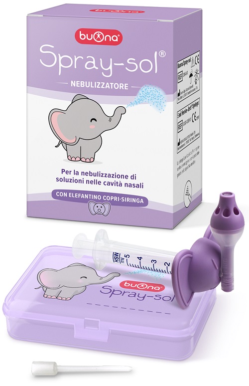 BUONA SPRAY-SOL NEBULIZZATORE SPRAY SOL + AGO CANNULA + SIRINGA LUER LOCK DA 5 ML + ELEFANTINO COPRI-SIRINGA + CONTENITORE - UniversoFarmacie.it