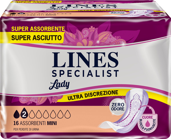ASSORBENTI PER INCONTINENZA LINES SPECIALIST LADY MINI 16 PEZZI - UniversoFarmacie.it