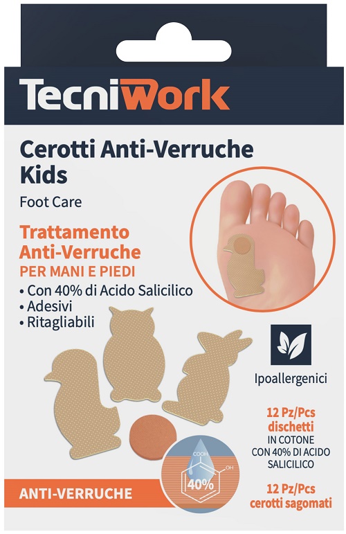 CEROTTO ANTI VERRUCHE BIMBI 12 PEZZI + 12 FIXING ANIMIALI TERRA COLORE BEIGE - UniversoFarmacie.it