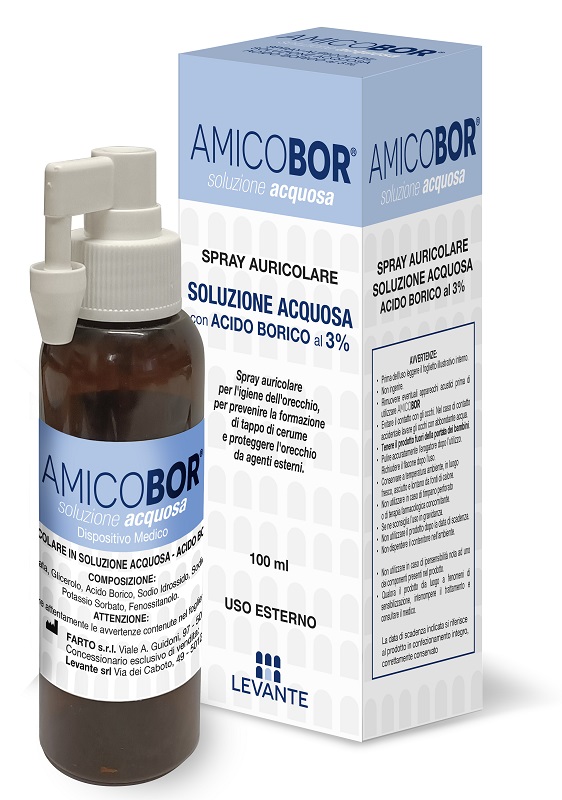 SOLUZIONE ACQUOSA PER IRRIGAZIONE DELL'ORECCHIO AMICOBOR 100 ML - UniversoFarmacie.it
