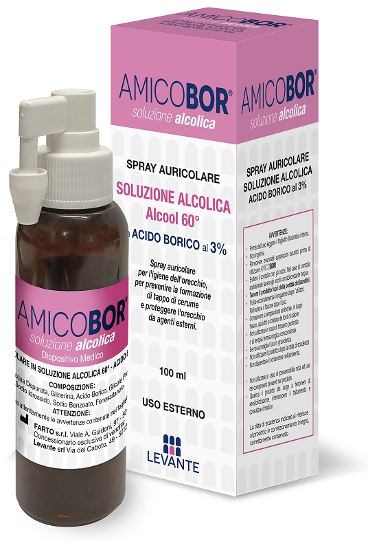 SOLUZIONE ALCOLICA PER IRRIGAZIONE DELL'ORECCHIO AMICOBOR 100 ML - UniversoFarmacie.it