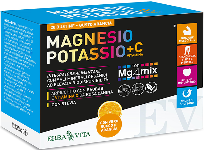 MAGNESIO POTASSIO +C VITAMINA GUSTO ARANCIA 20 BUSTINE DA 3,8 G - UniversoFarmacie.it