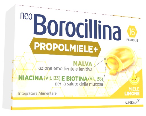 NEOBOROCILLINA PROPOLMIELE+ MIELE/LIMONE 16 PASTIGLIE DA 3,4 G - UniversoFarmacie.it