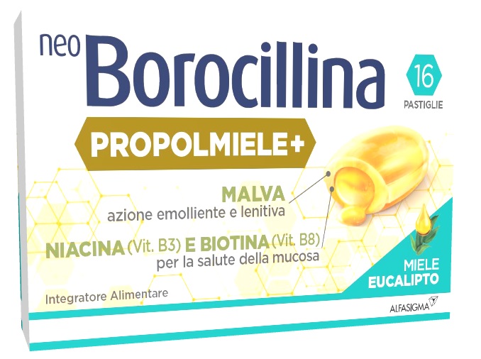 NEOBOROCILLINA PROPOLMIELE+ MIELE/EUCALIPTO 16 PASTIGLIE - UniversoFarmacie.it