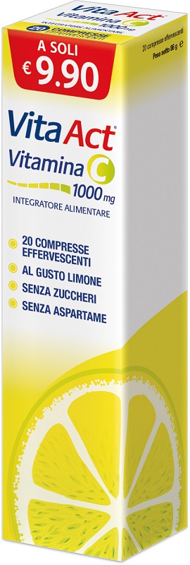VITA ACT VITAMINA C 1000MG 20 COMPRESSE EFFERVESCENTI LIMONE - UniversoFarmacie.it