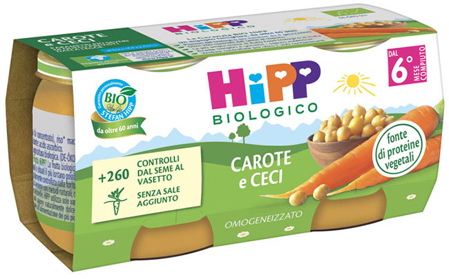 HIPP BIO OMOGENEIZZATO CAROTE/CECI 2X80 G - UniversoFarmacie.it