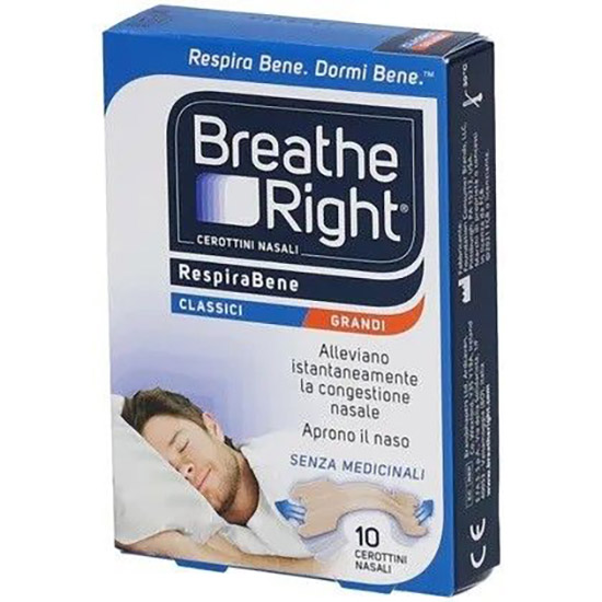 CEROTTI NASALI BREATHE RIGHT CLASSICI GRANDI 10 PEZZI - UniversoFarmacie.it