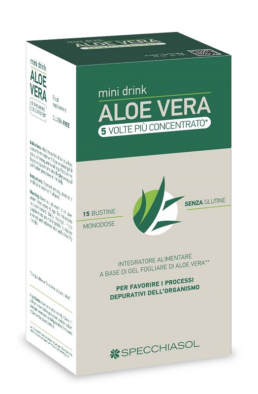 ALOE VERA MINI DRINK 5 VOLTE PIU' CONCENTRATO 15 BUSTINE DA 10 ML - UniversoFarmacie.it