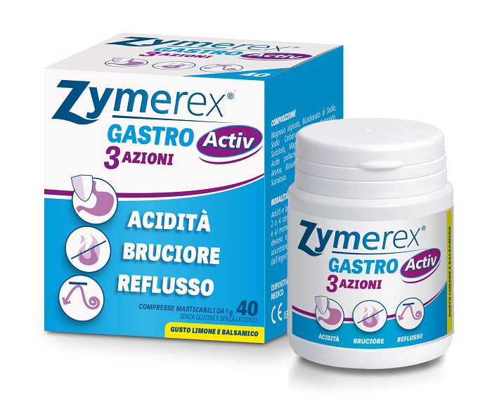 ZYMEREX GASTRO ACTIV 3 AZIONI 40 COMPRESSE MASTICABILI - UniversoFarmacie.it