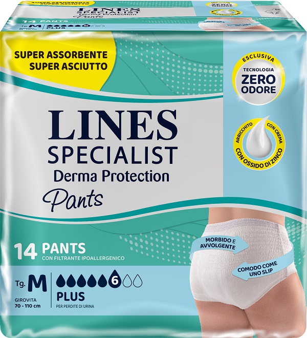 PANNOLONE PER INCONTINENZA LINES SPECIALIST DERMA PANTS PLUS M 14 PEZZI - UniversoFarmacie.it