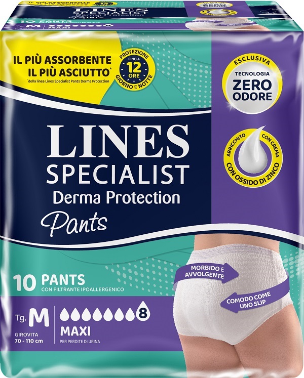 PANNOLONE PER INCONTINENZA LINES SPECIALIST DERMA PANTS MAXI M 10 PEZZI - UniversoFarmacie.it