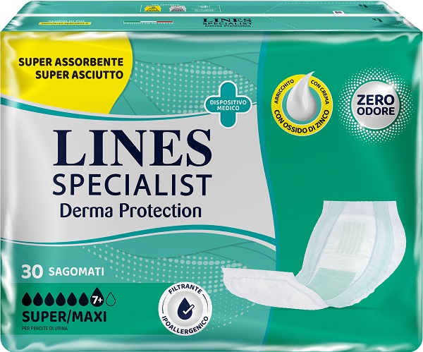 PANNOLONE PER INCONTINENZA LINES SPECIALIST DERMA SAGOMATO SUPER+ 30 PEZZI - UniversoFarmacie.it