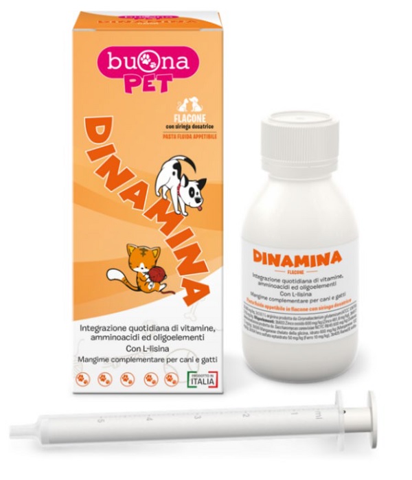 DINAMINA CANI GATTI FLACONE CON SIRINGA DOSATRICE IN PASTA 60 G BUONAPET - UniversoFarmacie.it