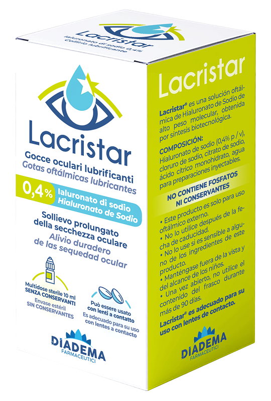 LACRISTAR GOCCE OCULARI LUBRIFICANTI 0,4% IALURONATO DI SODIO MULTIDOSE 10 ML - UniversoFarmacie.it
