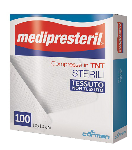 GARZA COMPRESSA MEDIPRESTERIL TNT 10X10CM 100 PEZZI - UniversoFarmacie.it