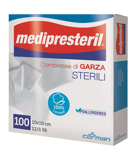 GARZA COMPRESSA MEDIPRESTERIL 12/8 FU 10X10CM 100 PEZZI - UniversoFarmacie.it
