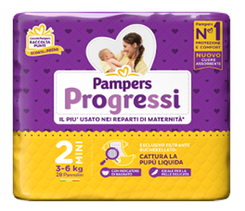 PAMPERS PROGRESSI MINI 28 PEZZI - UniversoFarmacie.it